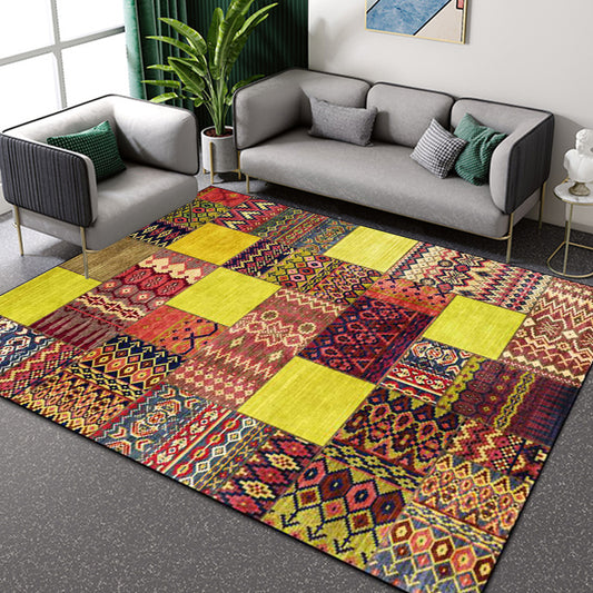 Classic Tribal Pattern Rug Yellow and Brown Southwestern Rug Polyester Machine Washable Anti-Slip Backing Carpet for Bedroom Yellow Clearhalo 'Area Rug' 'Rugs' 'Southwestern' Rug' 1624653