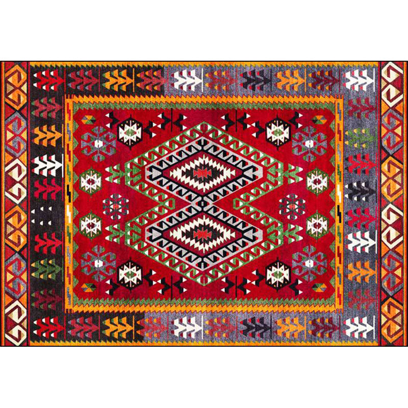 Southwestern Tribal Pattern Rug Red Polyester Rug Machine Washable Non-Slip Backing Area Rug for Living Room Clearhalo 'Area Rug' 'Rugs' 'Southwestern' Rug' 1624679