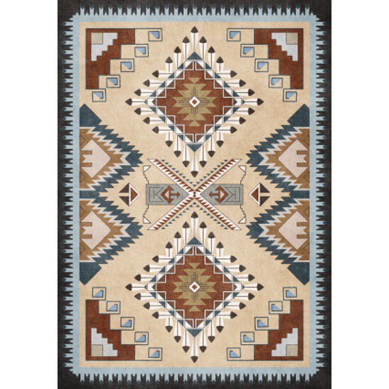 Beige Vintage Rug Polyester Tribal Pattern Rug Washable Non-Slip Backing Area Rug for Living Room Clearhalo 'Area Rug' 'Rugs' 'Southwestern' Rug' 1624687