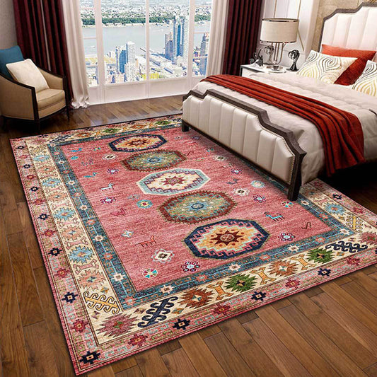 Americana Tribal Pattern Rug Pink Polyester Rug Machine Washable Non-Slip Backing Area Rug for Bedroom Pink Clearhalo 'Area Rug' 'Rugs' 'Southwestern' Rug' 1624693