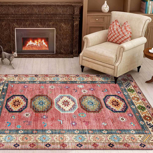 Americana Tribal Pattern Rug Pink Polyester Rug Machine Washable Non-Slip Backing Area Rug for Bedroom Clearhalo 'Area Rug' 'Rugs' 'Southwestern' Rug' 1624694
