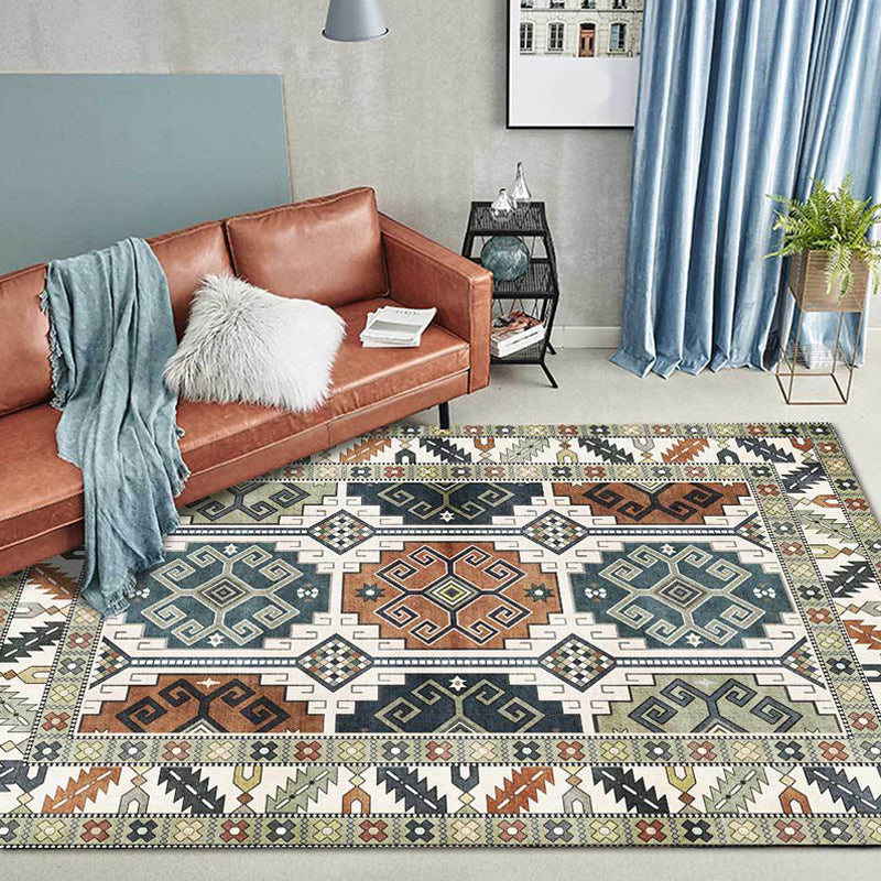 Southwestern Tribal Pattern Rug Green Polyester Rug Machine Washable Non-Slip Backing Area Rug for Living Room Clearhalo 'Area Rug' 'Rugs' 'Southwestern' Rug' 1624702