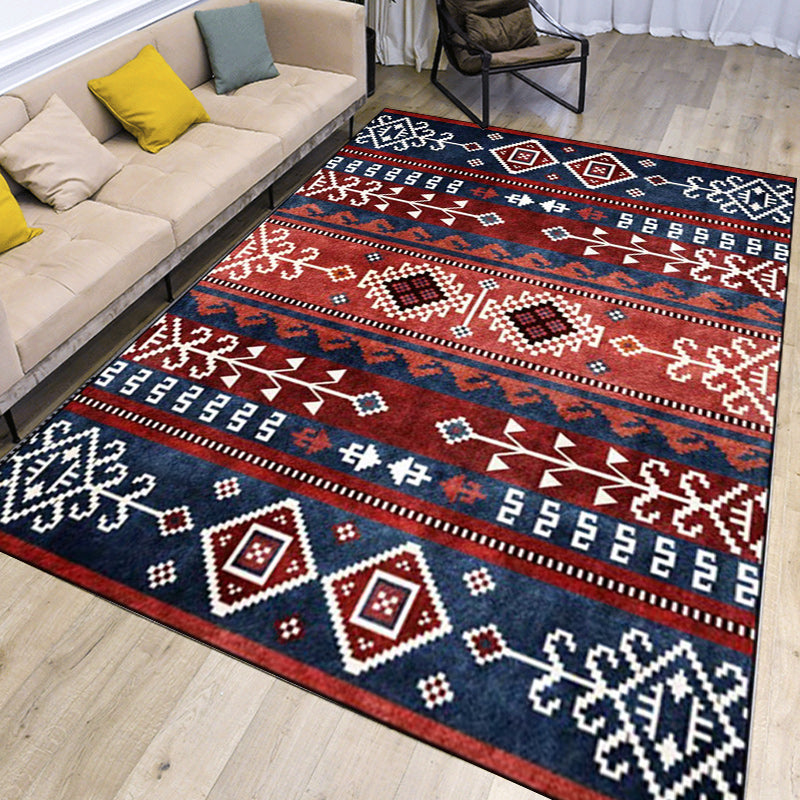 Navy and Red Southwestern Rug Polyester Tribal Pattern Rug Washable Non-Slip Backing Area Rug for Living Room Clearhalo 'Area Rug' 'Rugs' 'Southwestern' Rug' 1624710