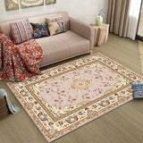 Persian Moroccan Rug in Yellow Medallion Floral Leaf Pattern Rug Polyester Washable Carpet for Home Decoration Yellow