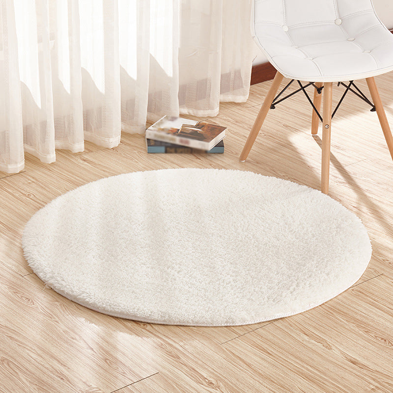 Novelty Solid Color Rug Grey and White Sherpa Rug Machine Washable Non-Slip Area Rug for Bedroom White Clearhalo 'Area Rug' 'Casual' 'Rugs' Rug' 1624743