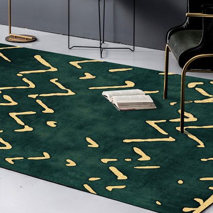 Novelty Living Room Rug in Green Geometry Lines Print Rug Polyester Pet Friendly Area Rug Green Clearhalo 'Area Rug' 'Rug' 1624801
