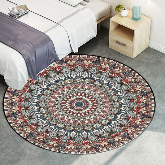 Brown Moroccan Rug Polyester Floral Print Rug Washable Non-Slip Backing Carpet for Living Room Brown Clearhalo 'Area Rug' 'Moroccan' 'Rugs' Rug' 1624817