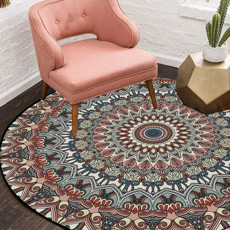 Brown Moroccan Rug Polyester Floral Print Rug Washable Non-Slip Backing Carpet for Living Room Clearhalo 'Area Rug' 'Moroccan' 'Rugs' Rug' 1624818