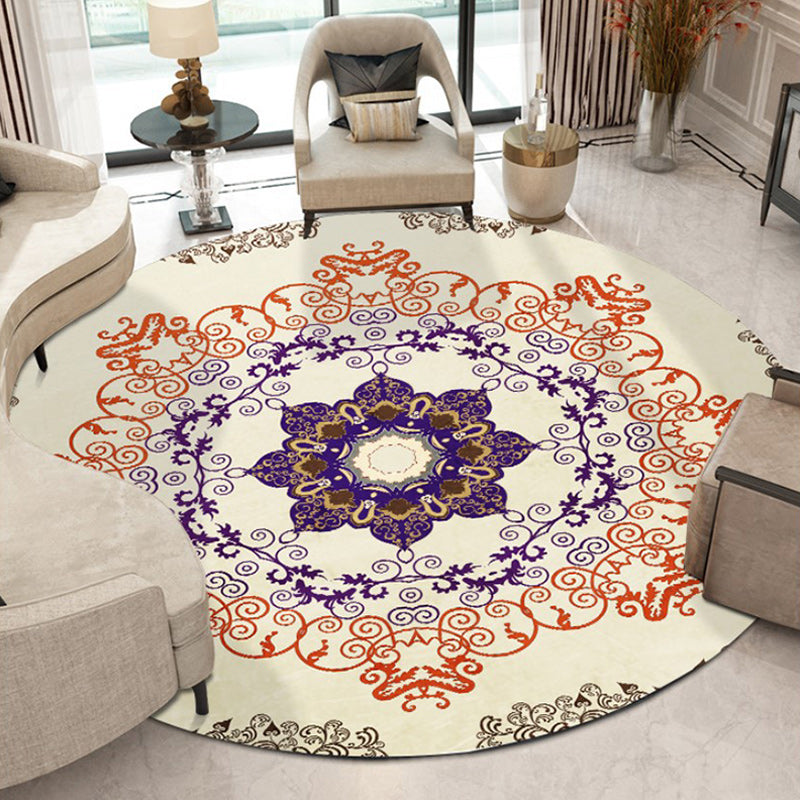 Orange Moroccan Rug Polyester Medallion Print Rug Washable Non-Slip Backing Carpet for Living Room Orange Clearhalo 'Area Rug' 'Moroccan' 'Rugs' Rug' 1624825
