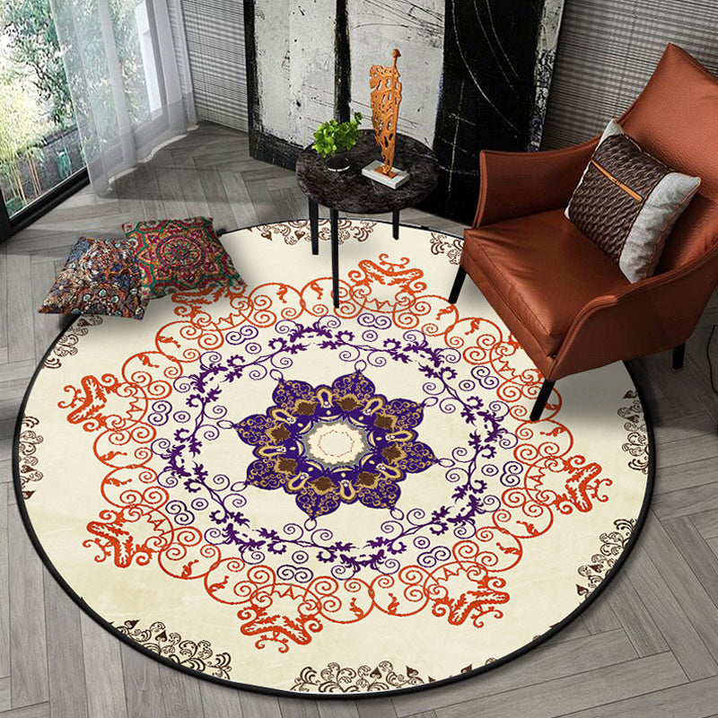 Orange Moroccan Rug Polyester Medallion Print Rug Washable Non-Slip Backing Carpet for Living Room Clearhalo 'Area Rug' 'Moroccan' 'Rugs' Rug' 1624826