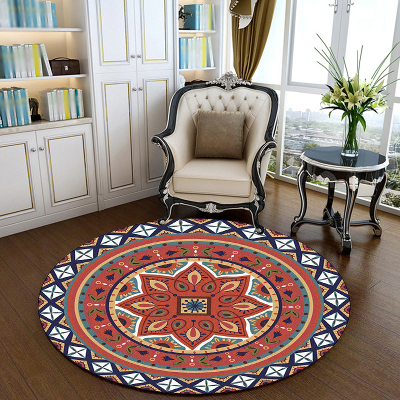 Persian Medallion Pattern Rug Red Polyester Rug Machine Washable Non-Slip Area Rug for Bedroom Orange Red Clearhalo 'Area Rug' 'Moroccan' 'Rugs' Rug' 1624873