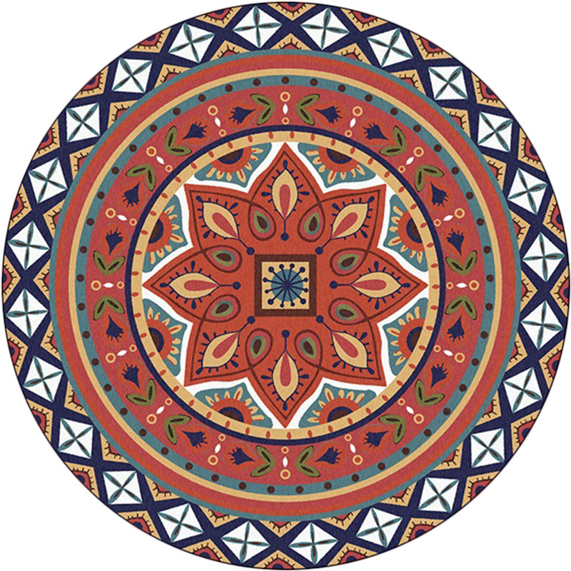 Persian Medallion Pattern Rug Red Polyester Rug Machine Washable Non-Slip Area Rug for Bedroom Clearhalo 'Area Rug' 'Moroccan' 'Rugs' Rug' 1624875