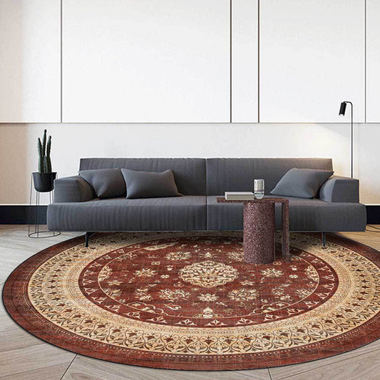 Persian Medallion Pattern Rug Brown Polyester Rug Machine Washable Non-Slip Area Rug for Bedroom Brown Clearhalo 'Area Rug' 'Moroccan' 'Rugs' Rug' 1624881