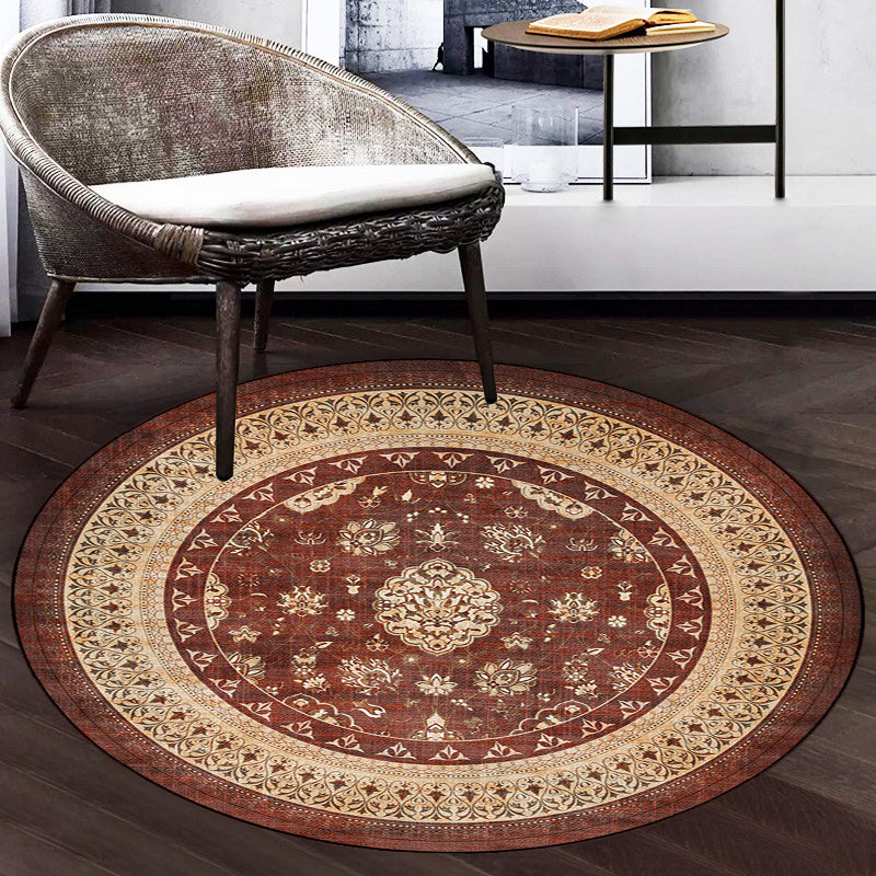 Persian Medallion Pattern Rug Brown Polyester Rug Machine Washable Non-Slip Area Rug for Bedroom Clearhalo 'Area Rug' 'Moroccan' 'Rugs' Rug' 1624882