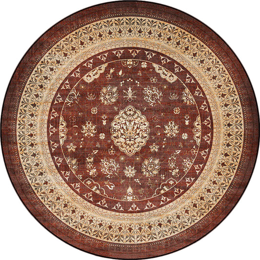 Persian Medallion Pattern Rug Brown Polyester Rug Machine Washable Non-Slip Area Rug for Bedroom Clearhalo 'Area Rug' 'Moroccan' 'Rugs' Rug' 1624883