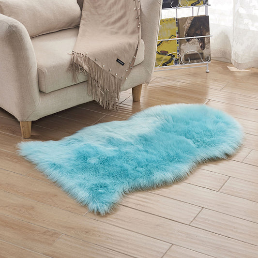 Novelty Plain Rug Blue and Pink Shag Rug Machine Washable Non-Slip Area Rug for Bedroom Light Blue