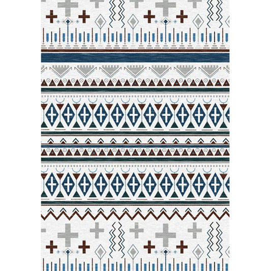 Tribal Southwestern Rug in White Geometry Cross Pattern Rug Polyester Pet Friendly Carpet for Home Decoration Clearhalo 'Area Rug' 'Rugs' 'Southwestern' Rug' 1624976