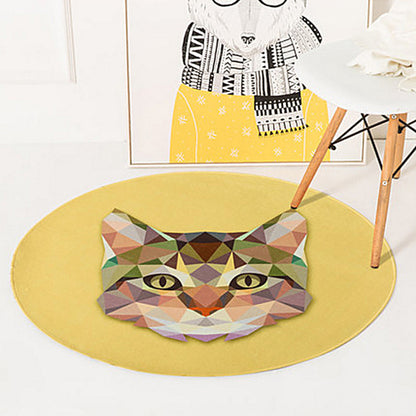 Green and Yellow Child's Room Rug Kids Animal Deer Bear Wolf Cat Pattern Area Rug Polyester Anti-Slip Backing Carpet Yellow Clearhalo 'Area Rug' 'Rug' 1625032