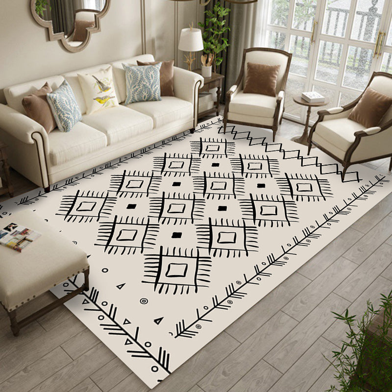 Classic Southwestern Pattern Rug White Tribal Rug Polyester Washable Anti-Slip Backing Area Rug for Living Room Clearhalo 'Area Rug' 'Rugs' 'Southwestern' Rug' 1625074