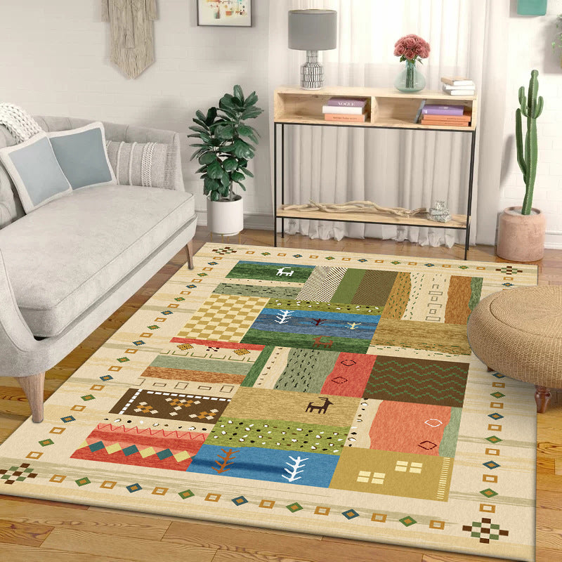 Americana Tribal Pattern Rug Multicolor Polyester Rug Machine Washable Non-Slip Area Rug for Bedroom Yellow Clearhalo 'Area Rug' 'Rugs' 'Southwestern' Rug' 1625081