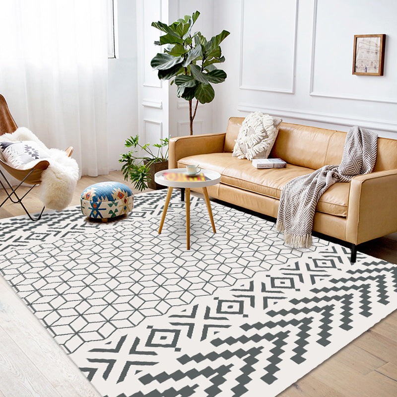 Americana Tribal Geometric Pattern Rug Black and Grey Polyester Rug Machine Washable Non-Slip Area Rug for Bedroom Black Clearhalo 'Area Rug' 'Rugs' 'Southwestern' Rug' 1625089