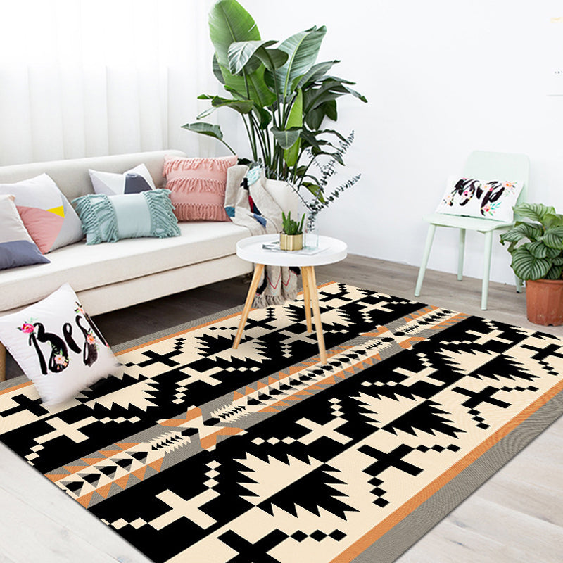 Americana Tribal Geometric Pattern Rug Black and Grey Polyester Rug Machine Washable Non-Slip Area Rug for Bedroom Green Clearhalo 'Area Rug' 'Rugs' 'Southwestern' Rug' 1625113