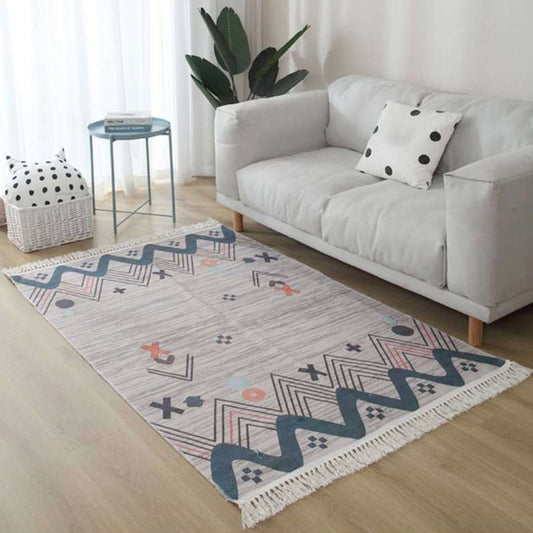 Classic Southwestern Geometric Pattern Rug Black and Brown Tribal Rug Linen Fringe Washable Area Rug for Living Room Pink Clearhalo 'Area Rug' 'Rugs' 'Southwestern' Rug' 1625124