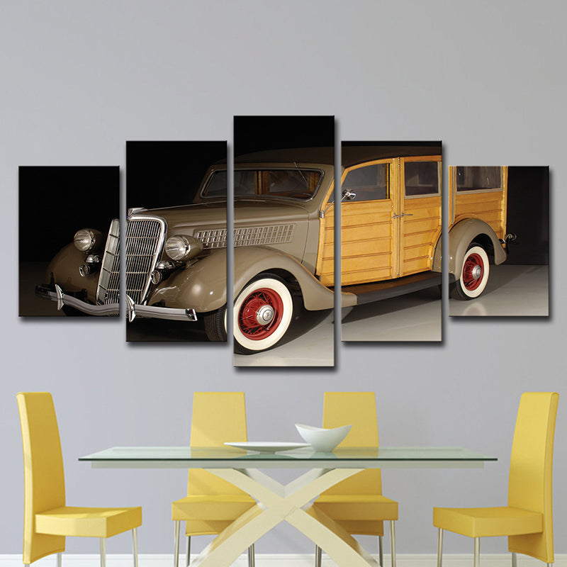 Yellow Ford Vintage Car Canvas Multi-Piece Contemporary Living Room Wall Art Decor Clearhalo 'Art Gallery' 'Canvas Art' 'Contemporary Art Gallery' 'Modern' Arts' 1625172
