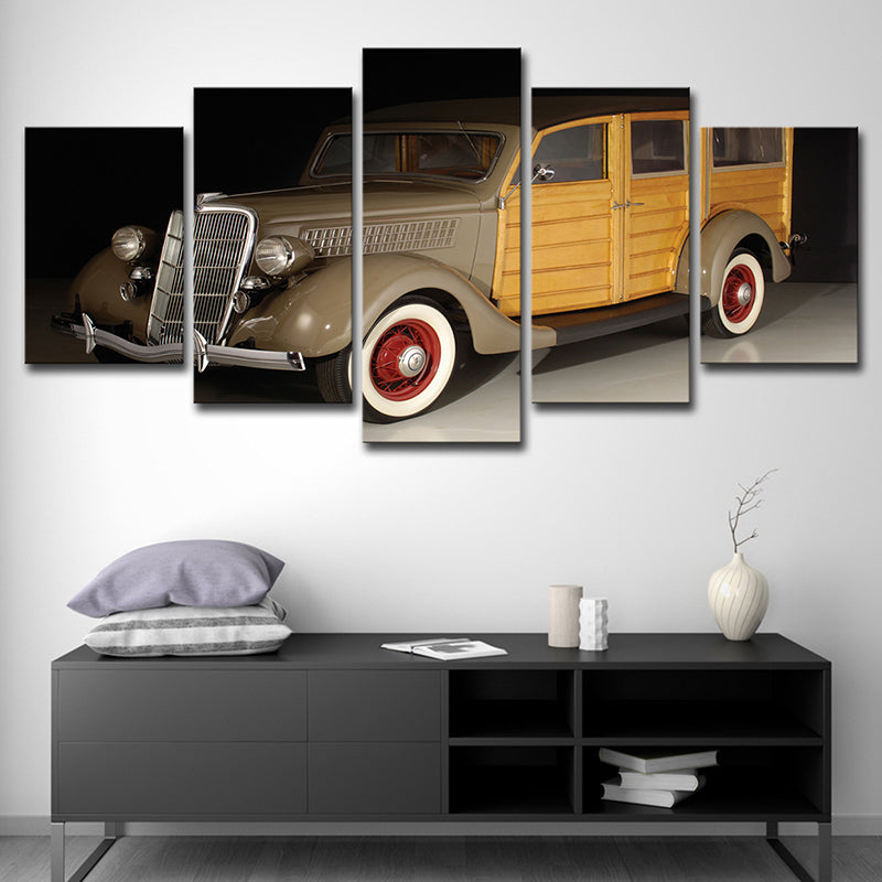 Yellow Ford Vintage Car Canvas Multi-Piece Contemporary Living Room Wall Art Decor Clearhalo 'Art Gallery' 'Canvas Art' 'Contemporary Art Gallery' 'Modern' Arts' 1625173