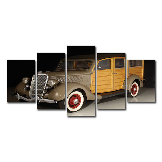 Yellow Ford Vintage Car Canvas Multi-Piece Contemporary Living Room Wall Art Decor Clearhalo 'Art Gallery' 'Canvas Art' 'Contemporary Art Gallery' 'Modern' Arts' 1625174