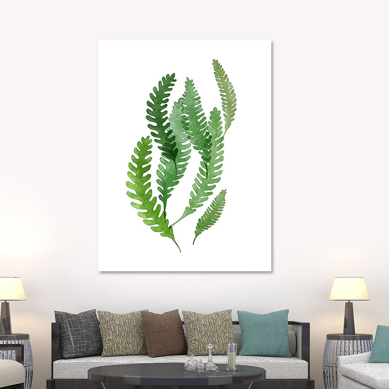 Botanic Canvas Print Rustic Trendy Leaf Painting Wall Art Decor in Green for Home Green Design 2 Clearhalo 'Art Gallery' 'Canvas Art' 'Country Art Gallery' 'French Country' 'Rustic' Arts' 1625213