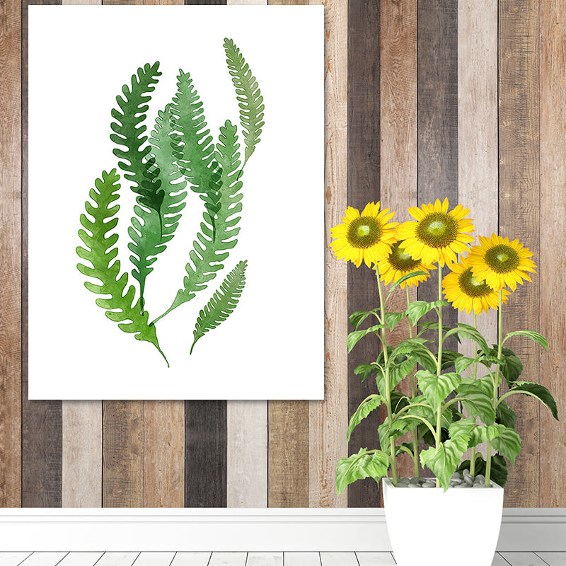 Botanic Canvas Print Rustic Trendy Leaf Painting Wall Art Decor in Green for Home Clearhalo 'Art Gallery' 'Canvas Art' 'Country Art Gallery' 'French Country' 'Rustic' Arts' 1625214