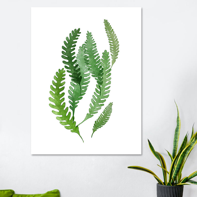 Botanic Canvas Print Rustic Trendy Leaf Painting Wall Art Decor in Green for Home Clearhalo 'Art Gallery' 'Canvas Art' 'Country Art Gallery' 'French Country' 'Rustic' Arts' 1625215