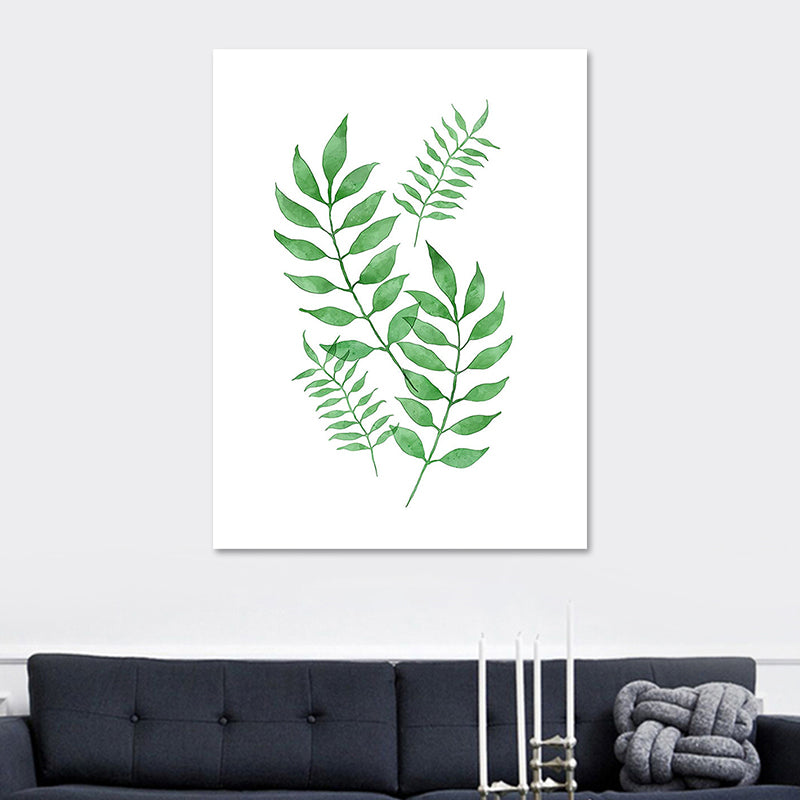 Botanic Canvas Print Rustic Trendy Leaf Painting Wall Art Decor in Green for Home Clearhalo 'Art Gallery' 'Canvas Art' 'Country Art Gallery' 'French Country' 'Rustic' Arts' 1625221