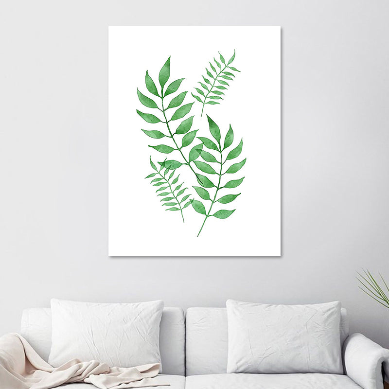 Botanic Canvas Print Rustic Trendy Leaf Painting Wall Art Decor in Green for Home Clearhalo 'Art Gallery' 'Canvas Art' 'Country Art Gallery' 'French Country' 'Rustic' Arts' 1625222
