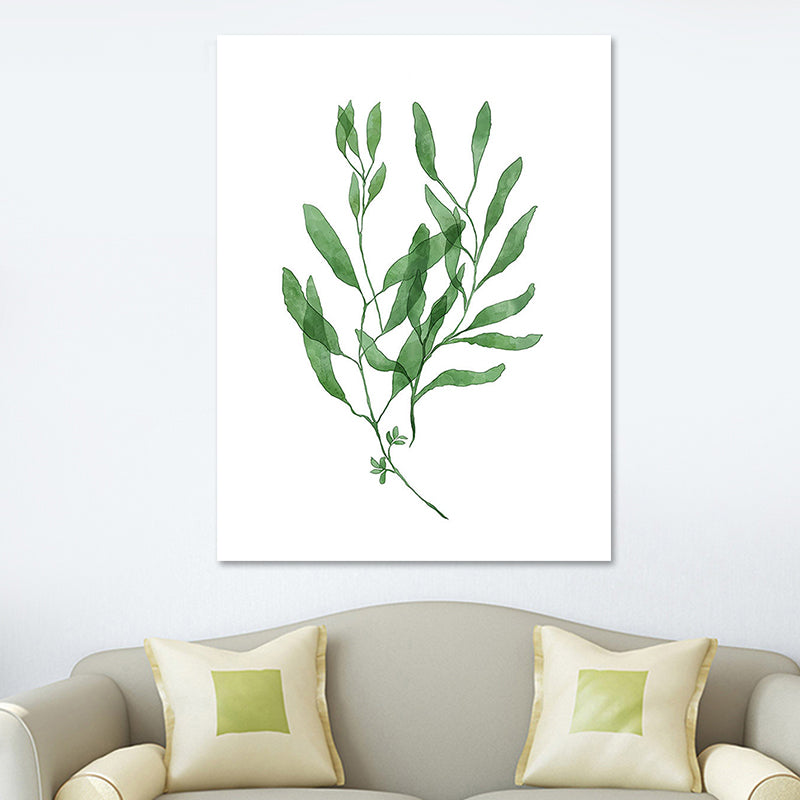 Botanic Canvas Print Rustic Trendy Leaf Painting Wall Art Decor in Green for Home Green Design 4 Clearhalo 'Art Gallery' 'Canvas Art' 'Country Art Gallery' 'French Country' 'Rustic' Arts' 1625227