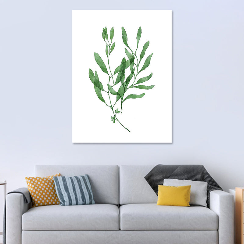 Botanic Canvas Print Rustic Trendy Leaf Painting Wall Art Decor in Green for Home Clearhalo 'Art Gallery' 'Canvas Art' 'Country Art Gallery' 'French Country' 'Rustic' Arts' 1625228