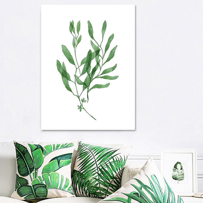 Botanic Canvas Print Rustic Trendy Leaf Painting Wall Art Decor in Green for Home Clearhalo 'Art Gallery' 'Canvas Art' 'Country Art Gallery' 'French Country' 'Rustic' Arts' 1625229