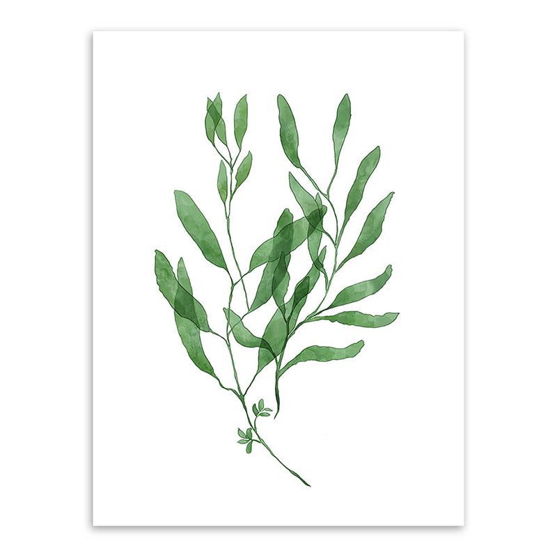 Botanic Canvas Print Rustic Trendy Leaf Painting Wall Art Decor in Green for Home Clearhalo 'Art Gallery' 'Canvas Art' 'Country Art Gallery' 'French Country' 'Rustic' Arts' 1625230