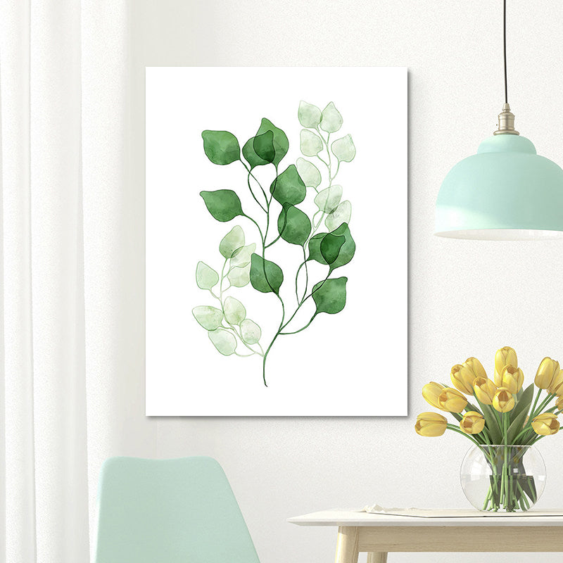 Botanic Canvas Print Rustic Trendy Leaf Painting Wall Art Decor in Green for Home Clearhalo 'Art Gallery' 'Canvas Art' 'Country Art Gallery' 'French Country' 'Rustic' Arts' 1625235
