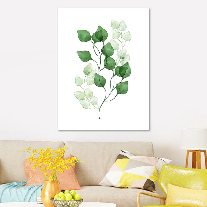 Botanic Canvas Print Rustic Trendy Leaf Painting Wall Art Decor in Green for Home Clearhalo 'Art Gallery' 'Canvas Art' 'Country Art Gallery' 'French Country' 'Rustic' Arts' 1625236
