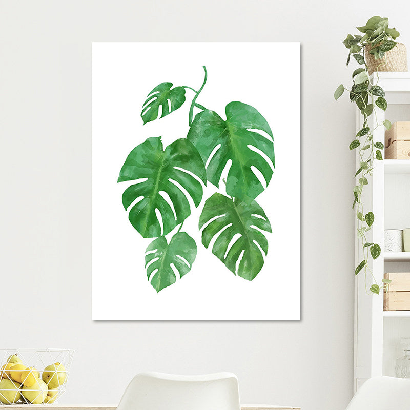 Botanic Canvas Print Rustic Trendy Leaf Painting Wall Art Decor in Green for Home Clearhalo 'Art Gallery' 'Canvas Art' 'Country Art Gallery' 'French Country' 'Rustic' Arts' 1625242