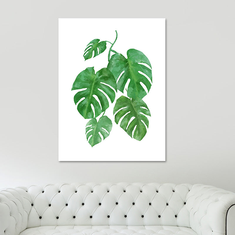 Botanic Canvas Print Rustic Trendy Leaf Painting Wall Art Decor in Green for Home Clearhalo 'Art Gallery' 'Canvas Art' 'Country Art Gallery' 'French Country' 'Rustic' Arts' 1625243
