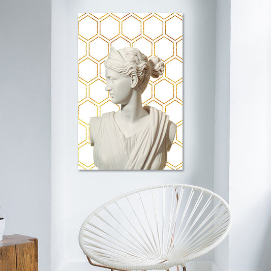 Stato greco e tela geometrica Stampa di arte da parete testurizzata vintage in oro bianco per casa
