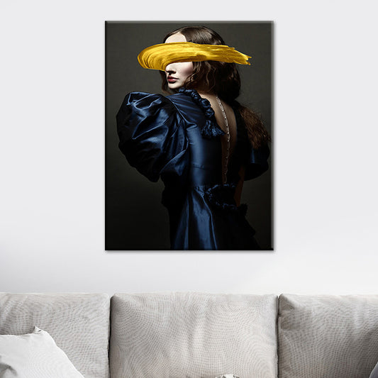 Vrouw canvas kunst print gestructureerd oppervlak glamour woonkamer muur decor in donkere kleur