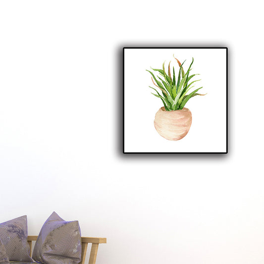 Pot Plant Wall Art Rustic Stylish Botanic Canvas Print in Green for Bedroom Plant Design 1 Clearhalo 'Art Gallery' 'Canvas Art' 'Country Art Gallery' 'French Country' 'Rustic' Arts' 1625297
