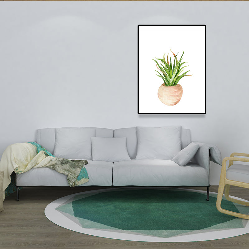 Pot Plant Wall Art Rustic Stylish Botanic Canvas Print in Green for Bedroom Clearhalo 'Art Gallery' 'Canvas Art' 'Country Art Gallery' 'French Country' 'Rustic' Arts' 1625298