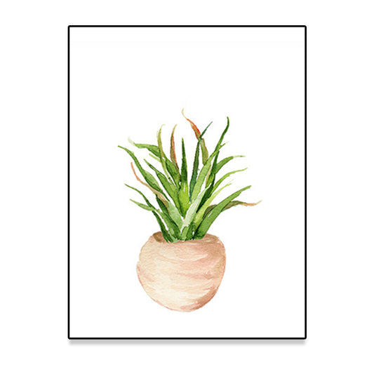 Pot Plant Wall Art Rustic Stylish Botanic Canvas Print in Green for Bedroom Clearhalo 'Art Gallery' 'Canvas Art' 'Country Art Gallery' 'French Country' 'Rustic' Arts' 1625300