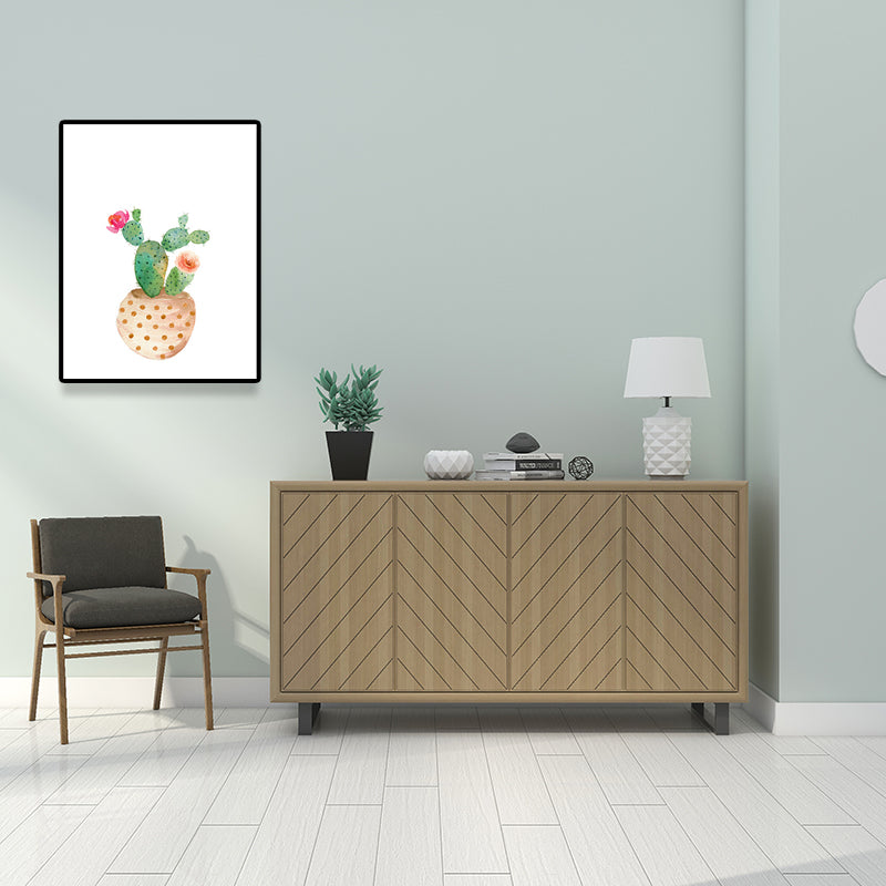 Pot Plant Wall Art Rustic Stylish Botanic Canvas Print in Green for Bedroom Plant Design 2 Clearhalo 'Art Gallery' 'Canvas Art' 'Country Art Gallery' 'French Country' 'Rustic' Arts' 1625304