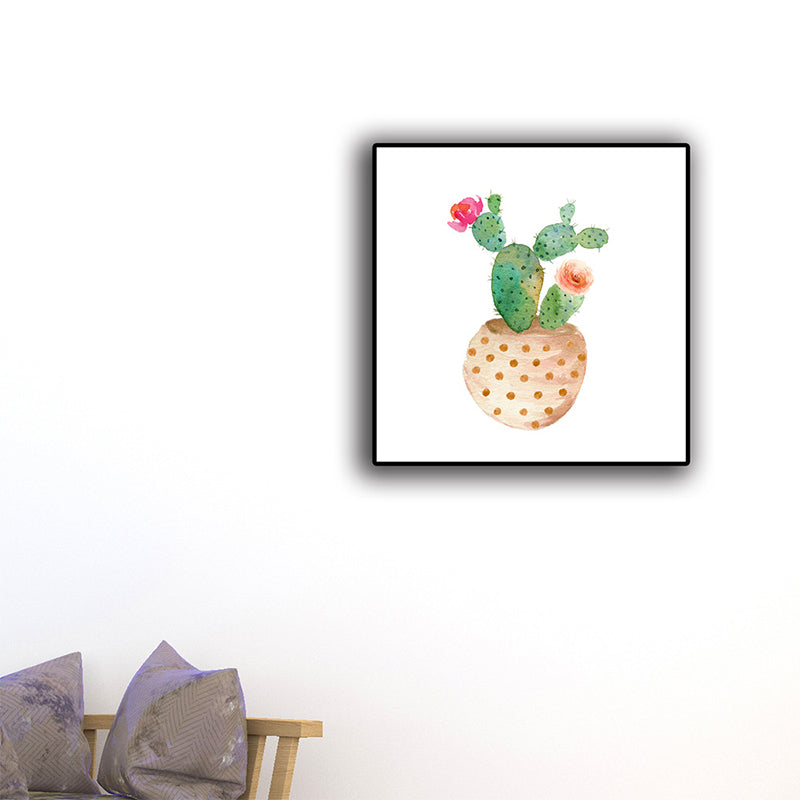 Pot Plant Wall Art Rustic Stylish Botanic Canvas Print in Green for Bedroom Clearhalo 'Art Gallery' 'Canvas Art' 'Country Art Gallery' 'French Country' 'Rustic' Arts' 1625306